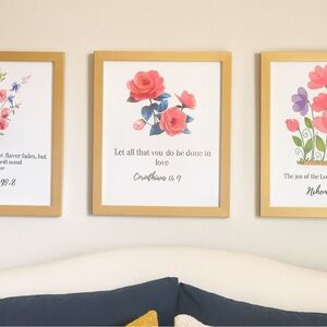 Bible Verse Wall Art – 8x10 Framed Christian Scripture Prints / Set of 3